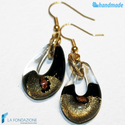Sparkling Gold Drop Earrings handmade in Murano glass - La Fondazione snc - EARRINGSC0005