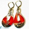 Sparkling Gold Drop Earrings handmade in Murano glass - La Fondazione snc - EARRINGSC0005
