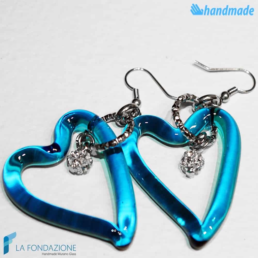 Orecchini Cuore con punto luce - Orecchini in vetro di Murano - EARRINGSC0021