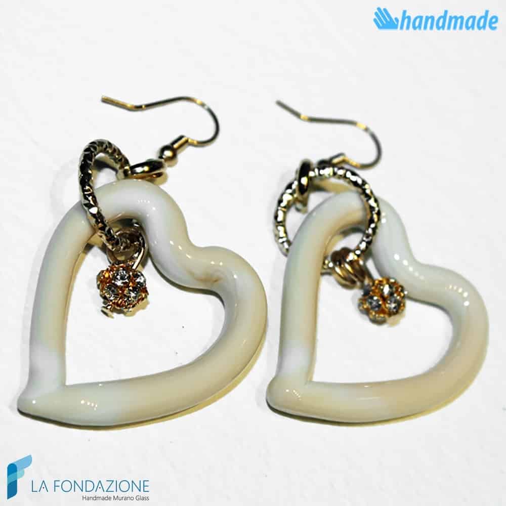 Orecchini Cuore con punto luce - Orecchini in vetro di Murano - EARRINGSC0021