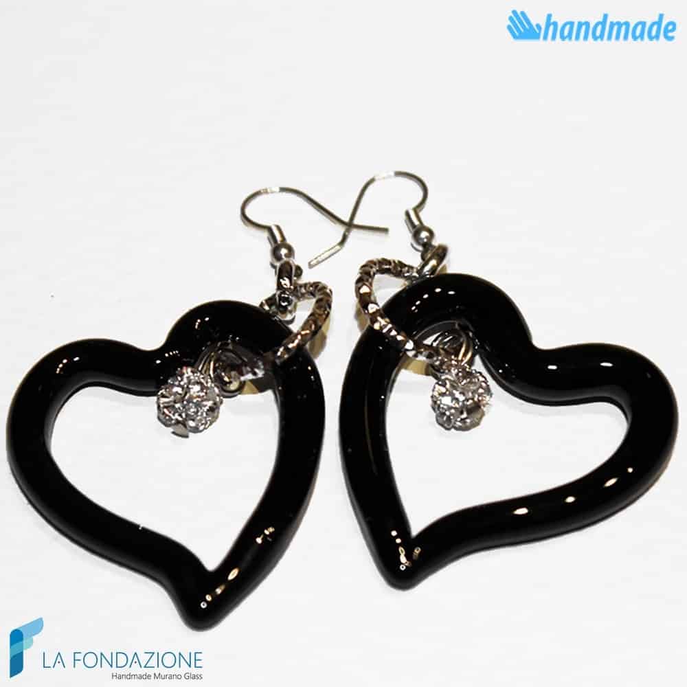 Orecchini Cuore con punto luce - Orecchini in vetro di Murano - EARRINGSC0021