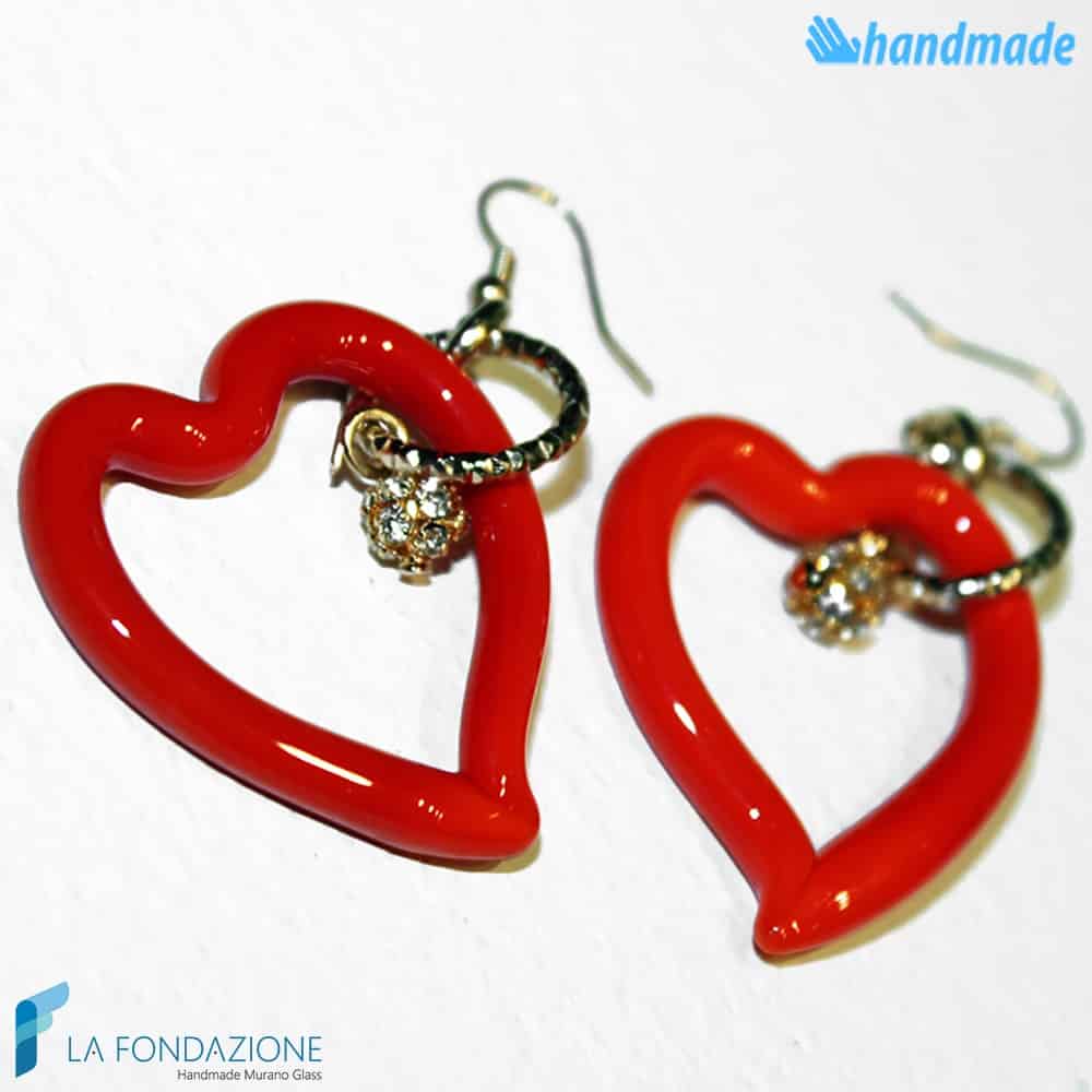 Orecchini Cuore con punto luce - Orecchini in vetro di Murano - EARRINGSC0021