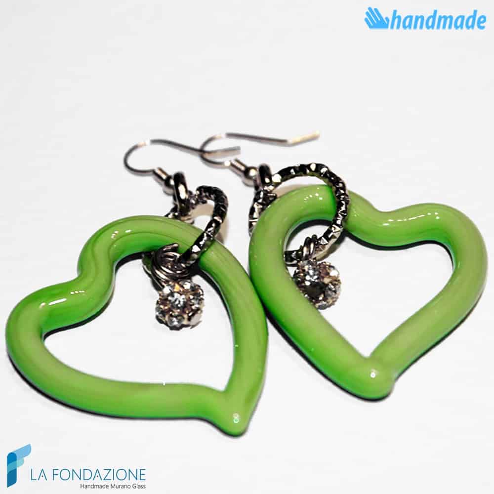 Orecchini Cuore con punto luce - Orecchini in vetro di Murano - EARRINGSC0021
