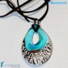 Goccia argento rotto in vetro di Murano - PEND0009