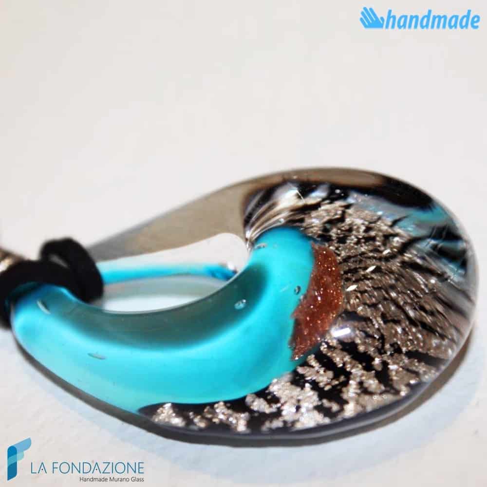 Goccia argento rotto in vetro di Murano - PEND0009