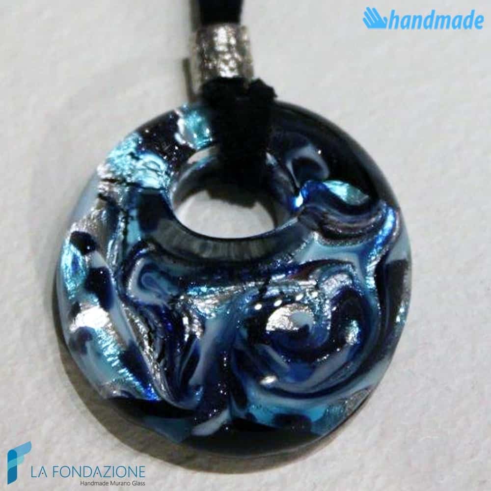 Pendente Foro Pavone Acqua in vetro di Murano - PEND0049