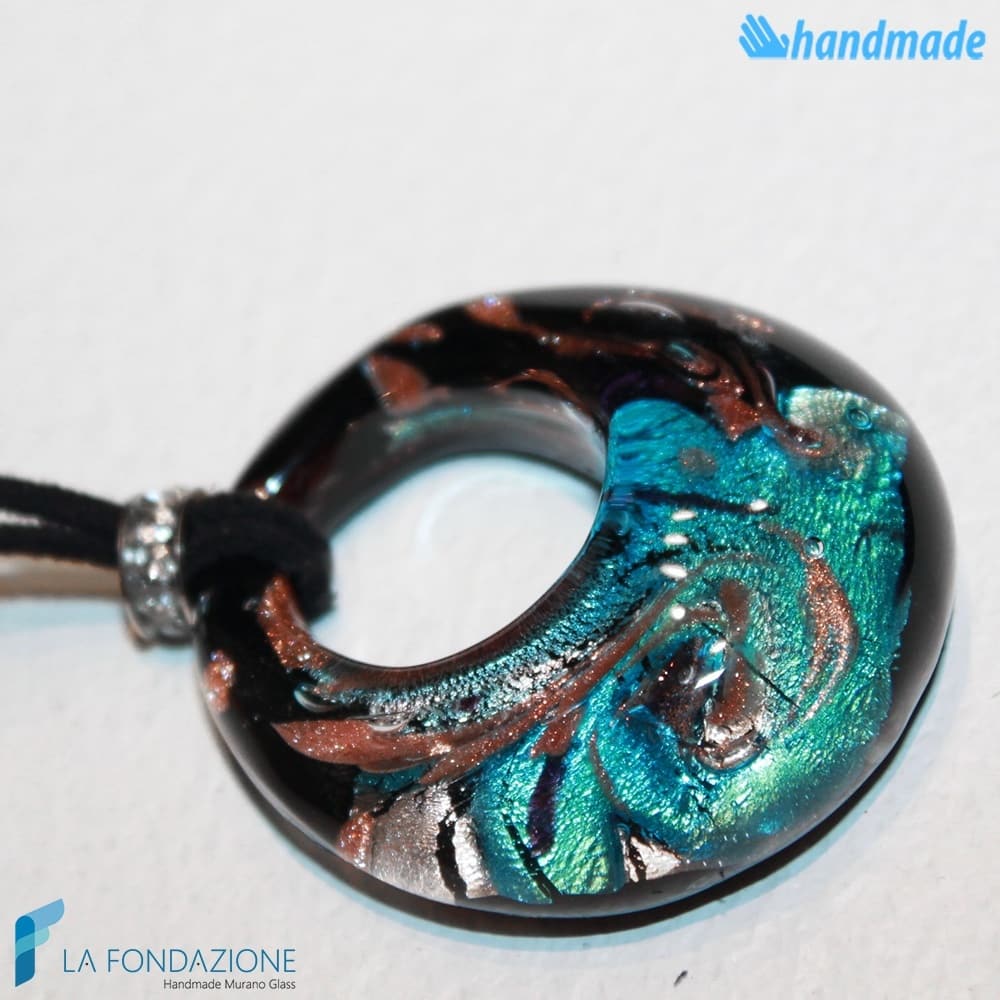Pendente Foro Pavone Acqua in vetro di Murano - PEND0049