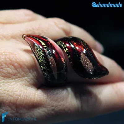 Anello a Nastro Antica Roma in vetro di Murano - La Fondazione snc - RINGS0041