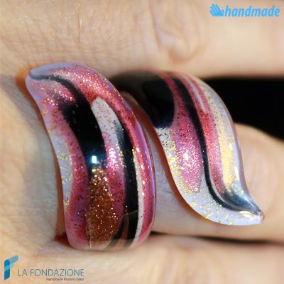 Cherry Ribbon Ring in Murano glass - La Fondazione snc - RINGS0045