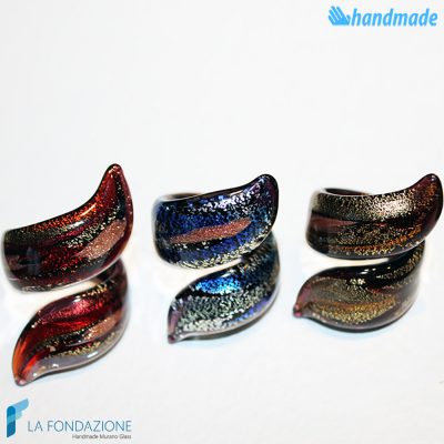 Tris Mythological Ribbon Rings handmade in Murano glass - La Fondazione snc - RINGS0049