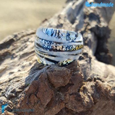 Band Ice Ring handmade in Murano glass - La Fondazione - RINGS0070