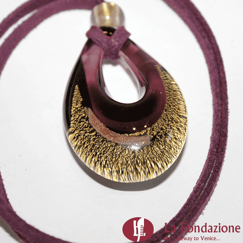 Goccia oro rotto in vetro di Murano - PEND0011