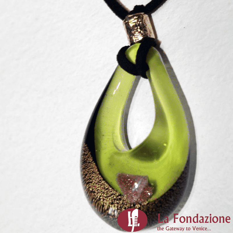 Goccia oro rotto in vetro di Murano - PEND0011