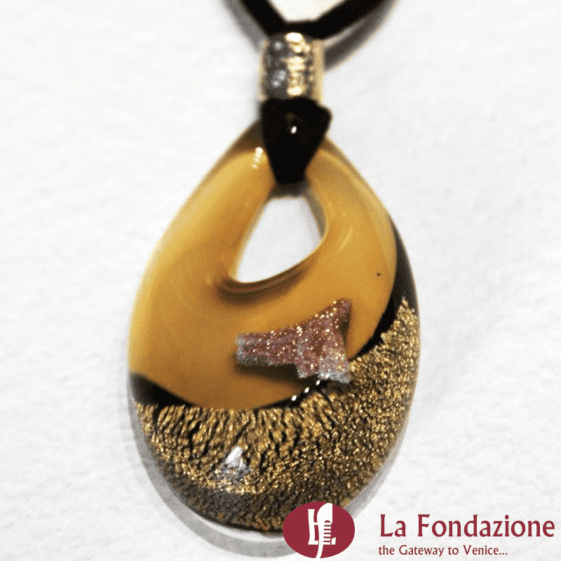 Goccia oro rotto in vetro di Murano - PEND0011