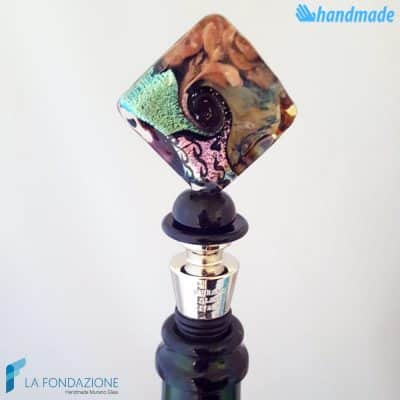 Bottle cap Rhombus Dichroic made in Murano glass - CAPS0019