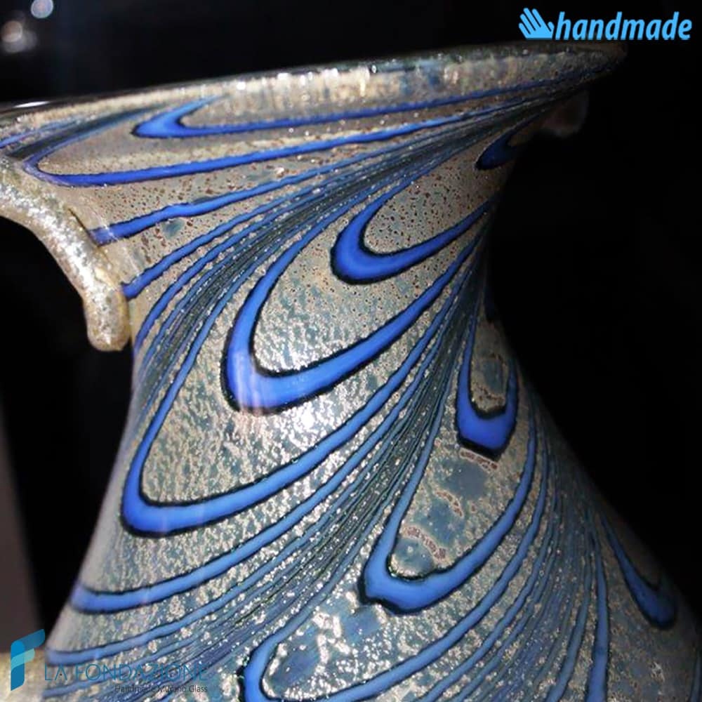 Caraffa Pavone blu in vetro di Murano - GOTI0039