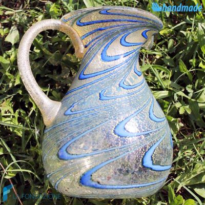 Caraffa Pavone blu in vetro di Murano - GOTI0039