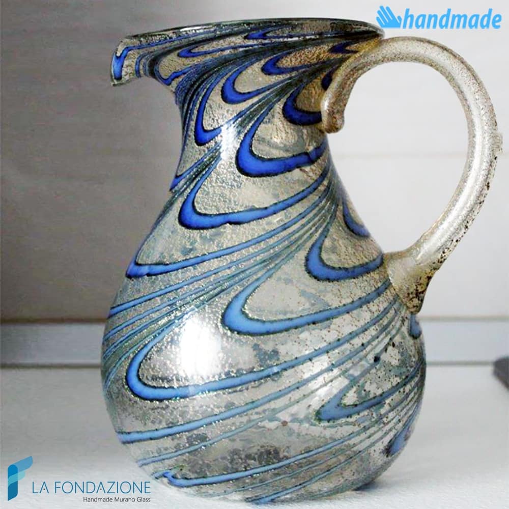 Caraffa Pavone blu in vetro di Murano - GOTI0039