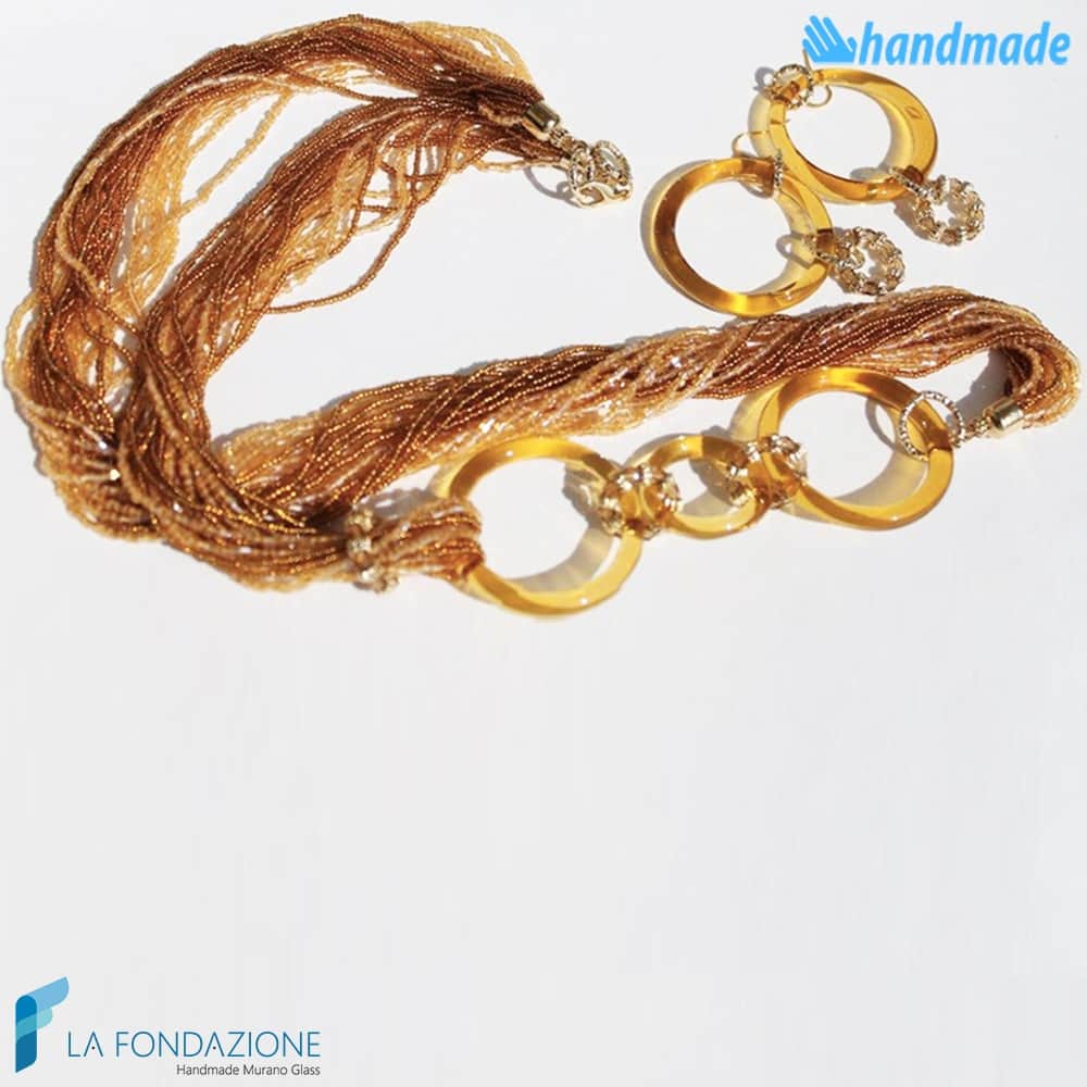 Parure Conteria Tre Cerchi Oro in vetro di Murano - PARU0002