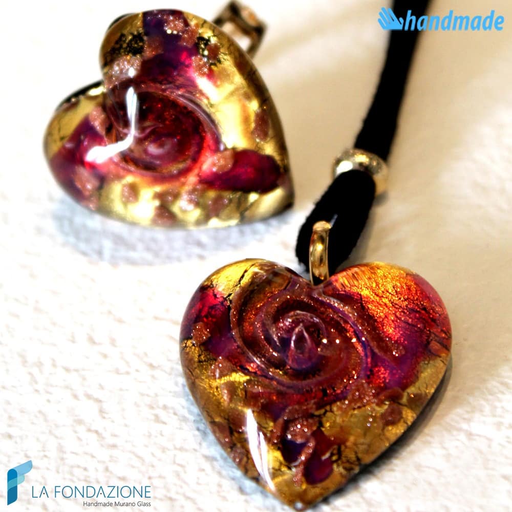 Parure Heart Gem with ring and pendant made in Murano Glass - PARU0017