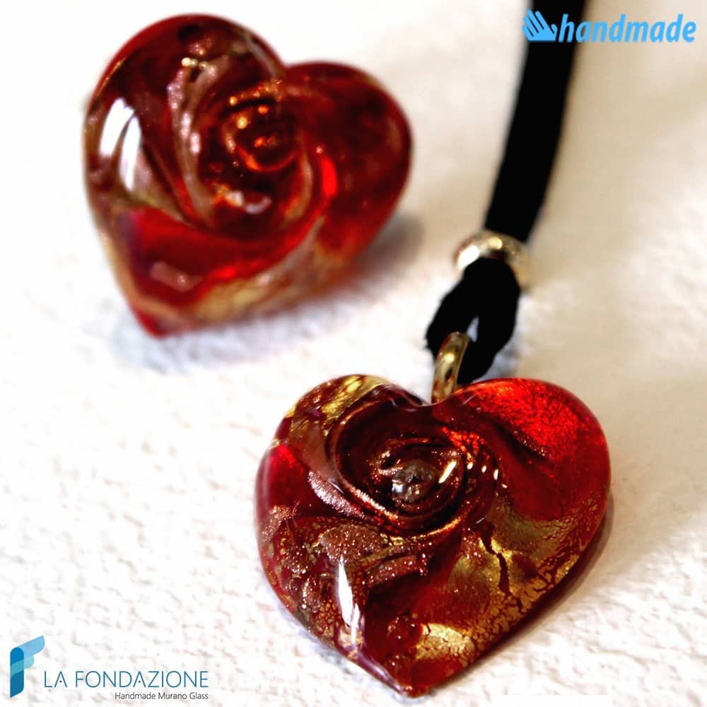 Parure Heart Gem with ring and pendant made in Murano Glass - PARU0017