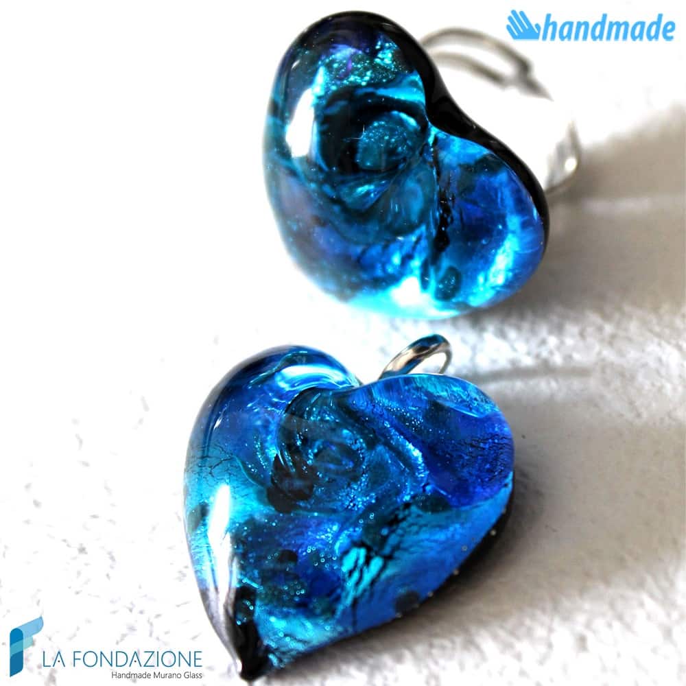 Parure Heart Gem with ring and pendant made in Murano Glass - PARU0017
