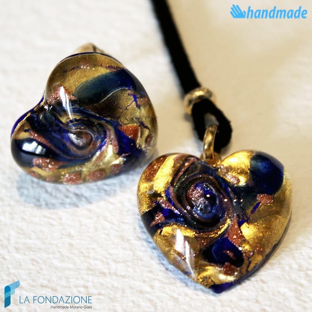 Parure Heart Gem with ring and pendant made in Murano Glass - PARU0017