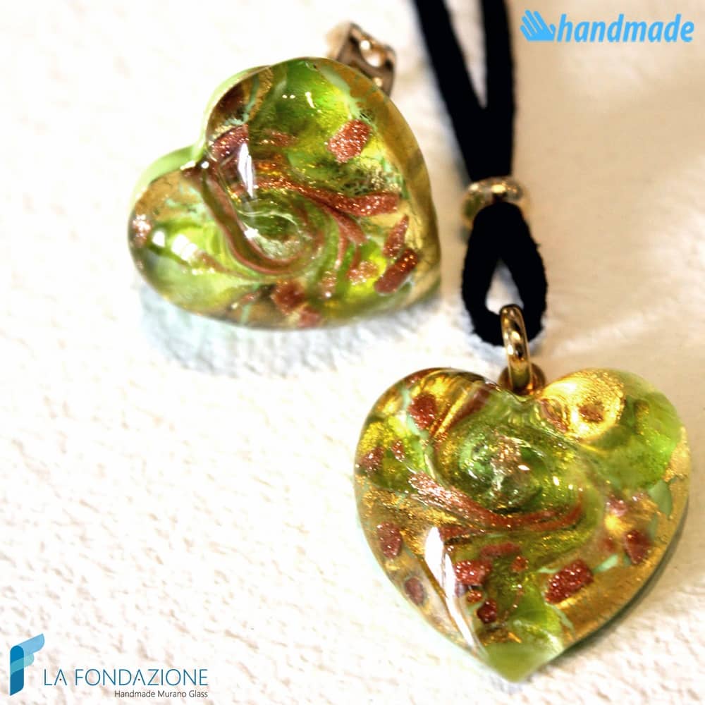 Parure Heart Gem with ring and pendant made in Murano Glass - PARU0017