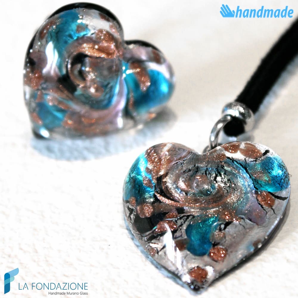 Parure Cuore Gemma con anello e pendente in vetro di Murano - PARU0017
