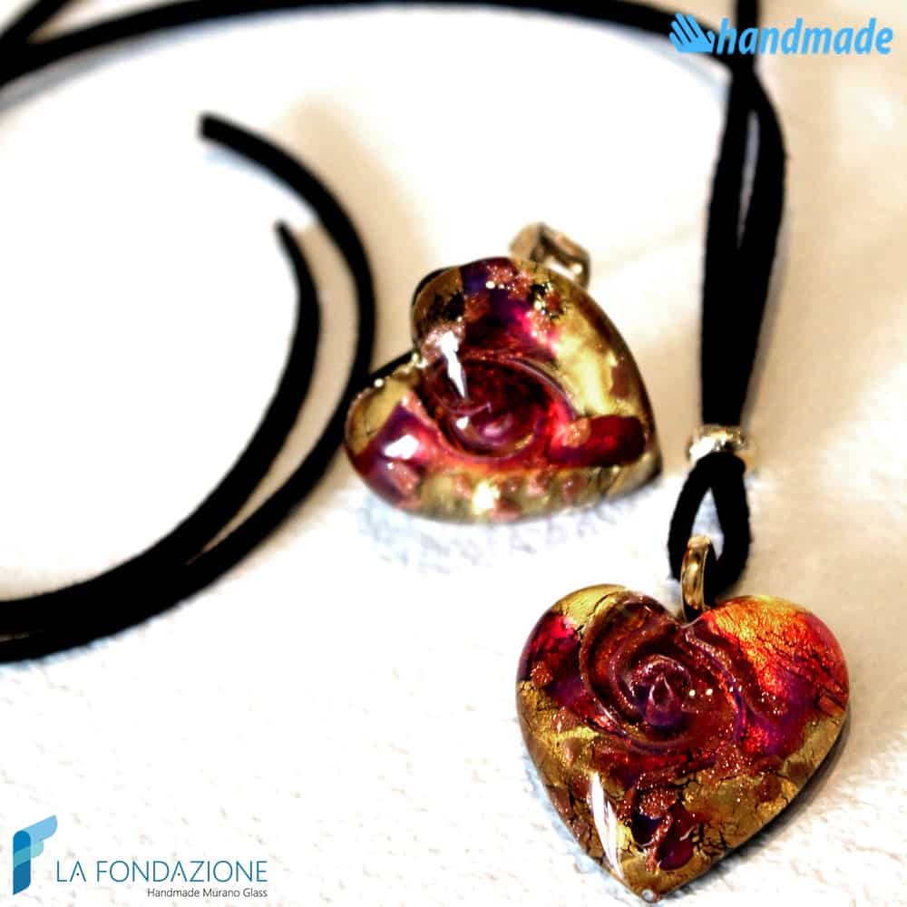 Parure Heart Gem with ring and pendant made in Murano Glass - PARU0017
