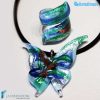 Parure Butterfly with pendant and ribbon ring made in Murano glass - PARU0030