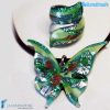 Parure Butterfly with pendant and ribbon ring made in Murano glass - PARU0030