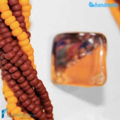 Parure Torchon maxi 9 fili con anello e collana in vetro di Murano - PARU0032