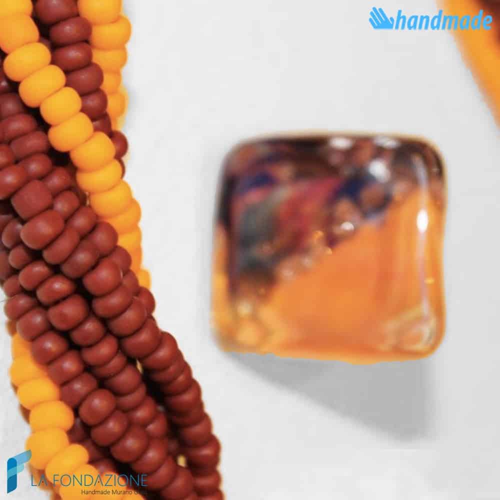 Parure Torchon maxi 9 fili con anello e collana in vetro di Murano - PARU0032