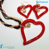 Parure Cuore Conteria Punto Luce con orecchini e collana in vetro di Murano - PARU0036