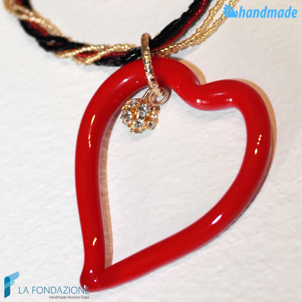 Parure Cuore Conteria Punto Luce con orecchini e collana in vetro di Murano - PARU0036