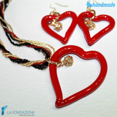 Parure Heart Conteria Point Light with earrings and necklace made in Murano Glass -PARU0036