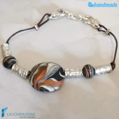 Parure Fenicio Moko con bracciale e collana in vetro di Murano - PARU0037