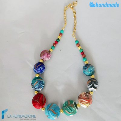 Parure Fenicio Primavera con collana e orecchini in vetro di Murano - PARU0040