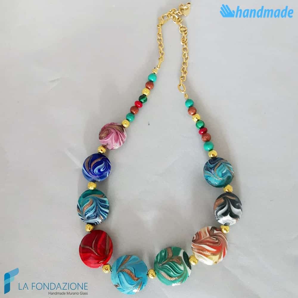 Parure Fenicio Primavera con collana e orecchini in vetro di Murano - PARU0040