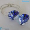 Parure Pavone Asso con anello e bracciale rigido in vetro di Murano - PARU0043