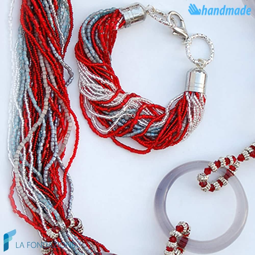 Parure Boop Magic with necklace, earrings and bracelet made in Murano glass - PARU0044