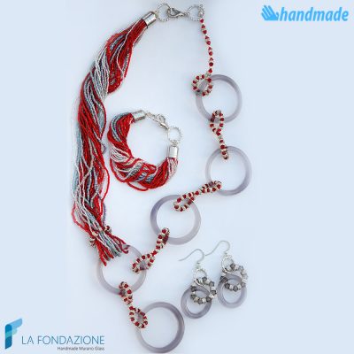 Parure Boop Magic con collana, orecchini e braccialetto in vetro di Murano - PARU0044
