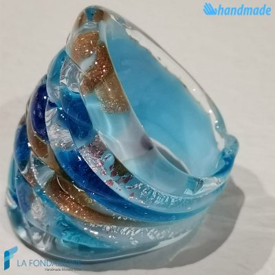Harlequin Frozen band ring made in Murano glass - RINGS0077