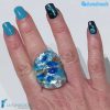 Harlequin Frozen band ring made in Murano glass - RINGS0077