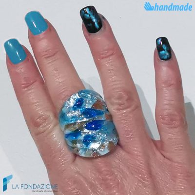 Harlequin Frozen band ring made in Murano glass - RINGS0077