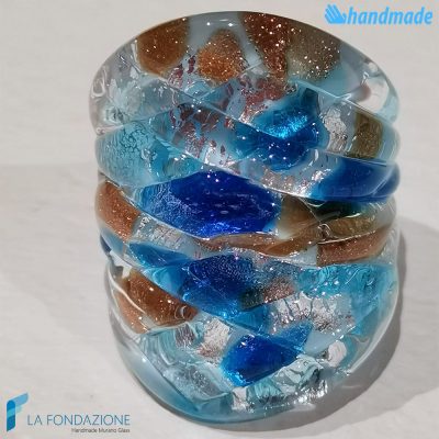 Harlequin Frozen band ring made in Murano glass - RINGS0077