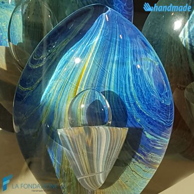 Blue Chalcedony Egg made in Murano glass - SCUL012