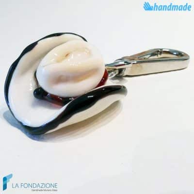 Keychain Horse Rider Ivory made in Murano glass - La Fondazione snc - KEY001