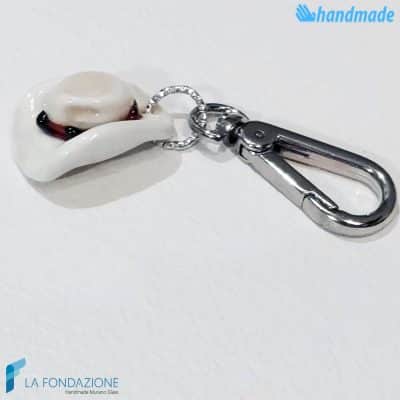 Keychain Horse Rider White made in Murano glass - KEY002